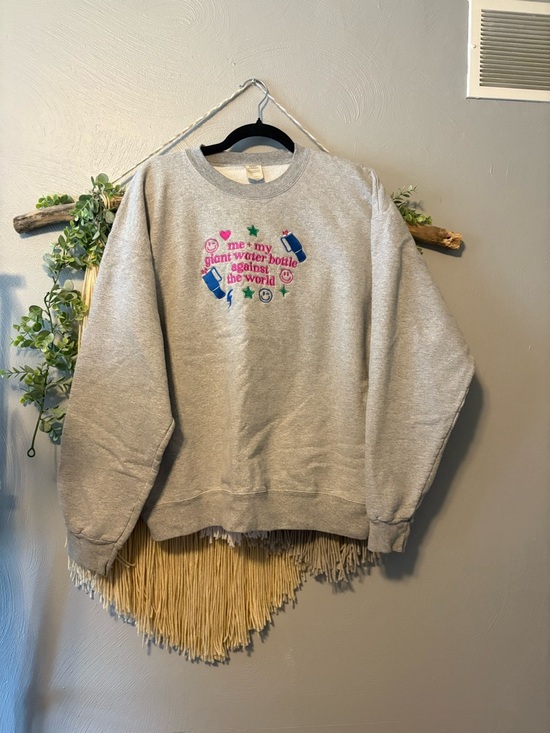 Girl Tribe Co Tops - Girl Tribe Co Gray Embroidered Graphic Crewneck Sweatshirt